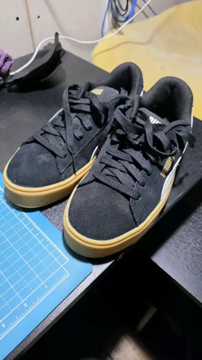 Zapatillas negras Puma de cuero - miniatura 1