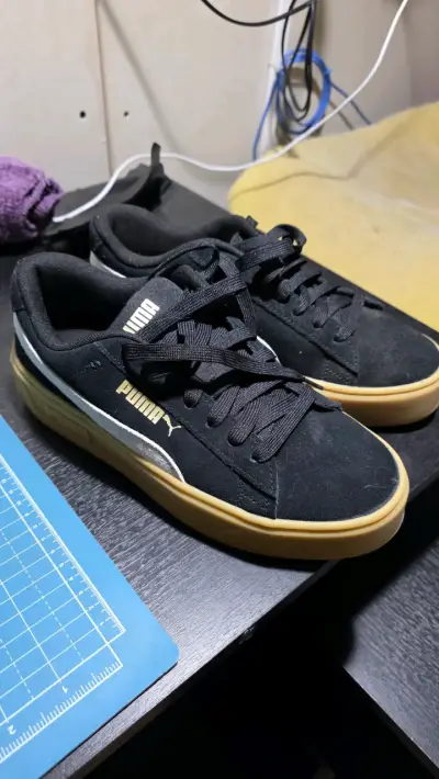 Zapatillas negras Puma de cuero - miniatura 2
