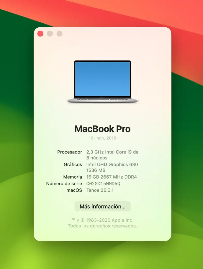 MacBook Pro 16 pulgadas Intel Core i9 16GB RAM - 3