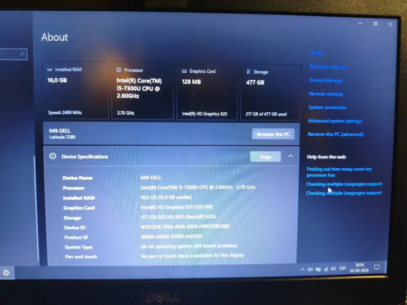 Laptop Dell Latitude 7280 con 16GB RAM y 512GB SSD - 4