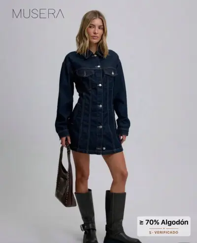 Vestido de mezclilla Musera azul oscuro - miniatura 1
