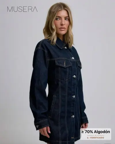 Vestido de mezclilla Musera azul oscuro - miniatura 2
