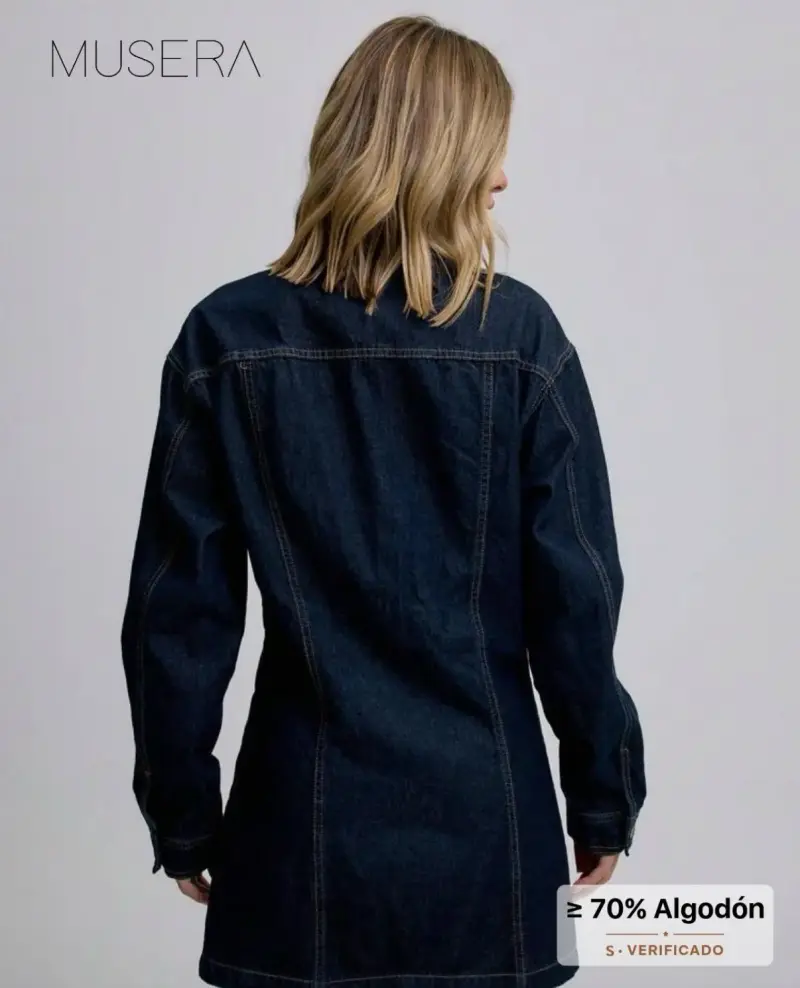 Vestido de mezclilla Musera azul oscuro - 4