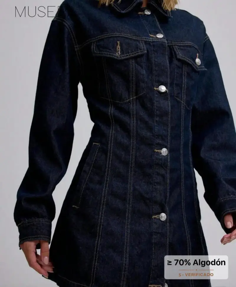 Vestido de mezclilla Musera azul oscuro - 5