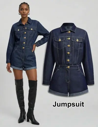 Jumpsuit de mezclilla azul oscuro para mujer - miniatura 1