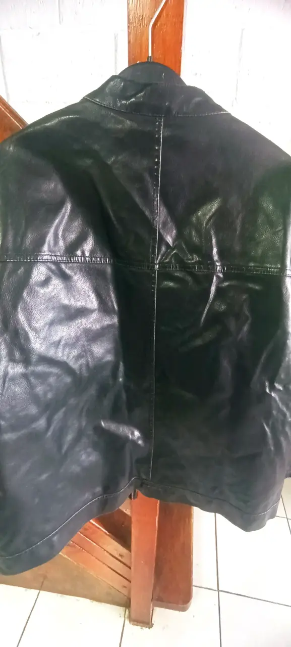 Chaqueta de cuero negra Arizona con rayas - 4