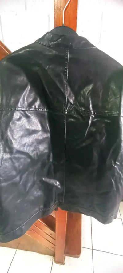 Chaqueta de cuero negra Arizona con rayas - miniatura 4