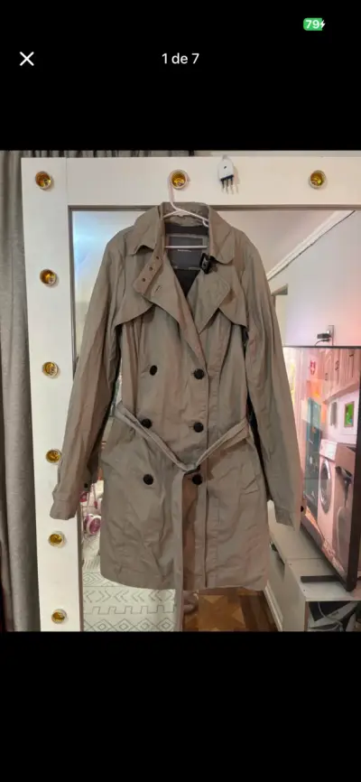 Trench coat gris para mujer Basement - miniatura 1