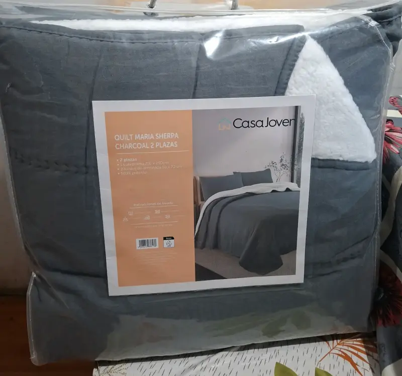 Quilt CasaJoven Sherpa Charcoal 2 Plazas