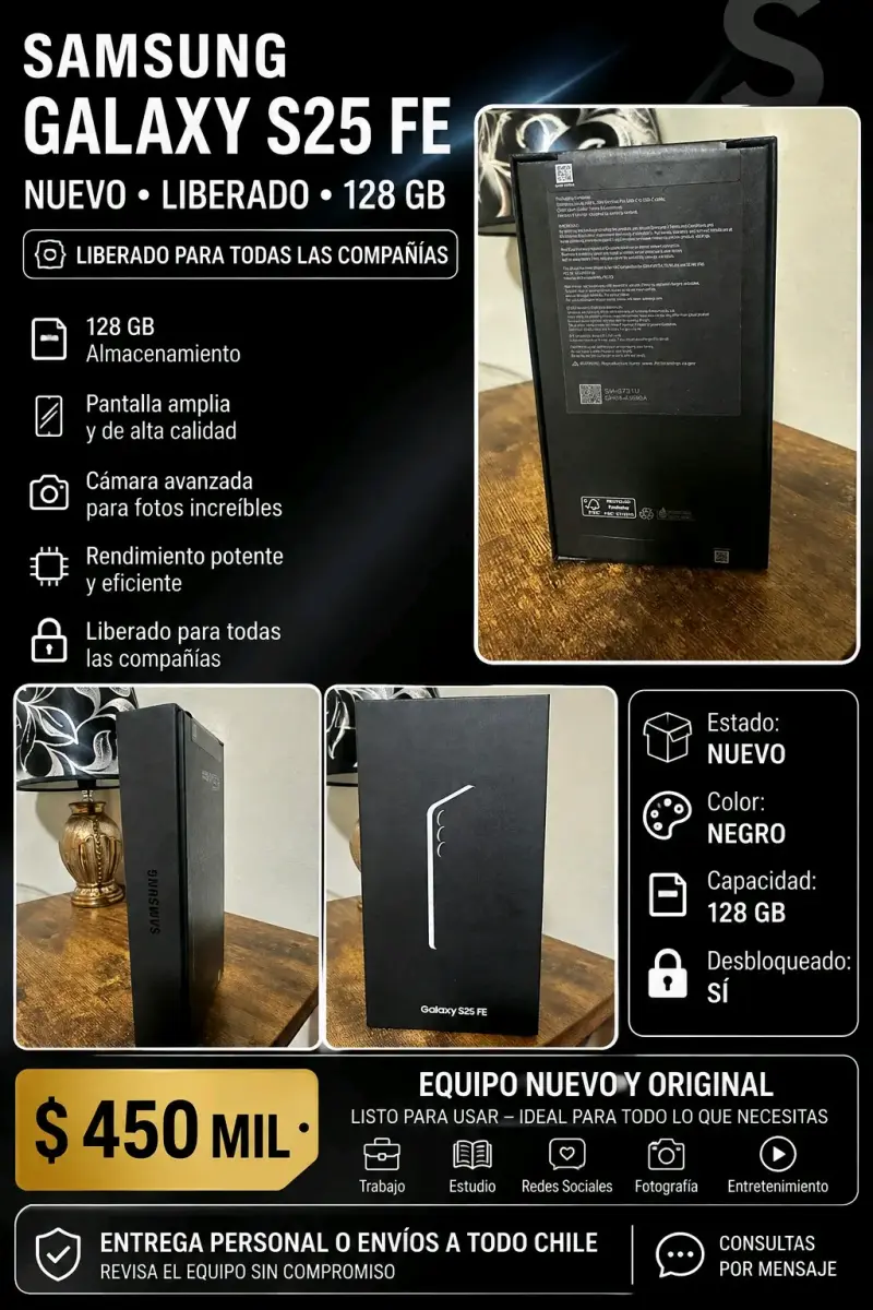 Samsung Galaxy S25 FE Nuevo 128GB Negro - 1