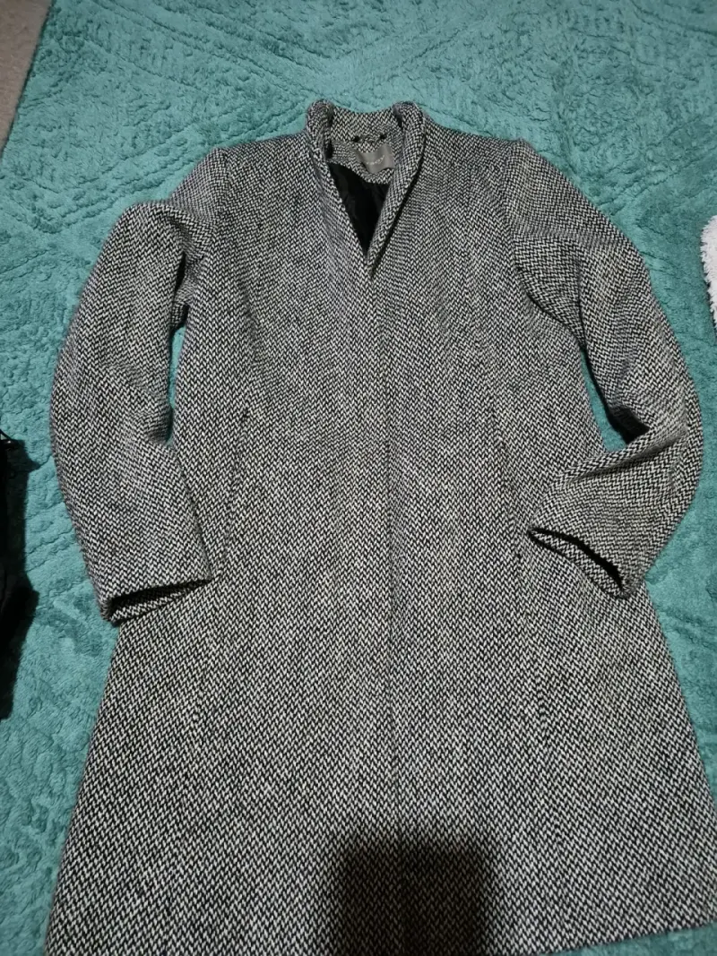 Abrigo de lana gris para mujer talla M - 1