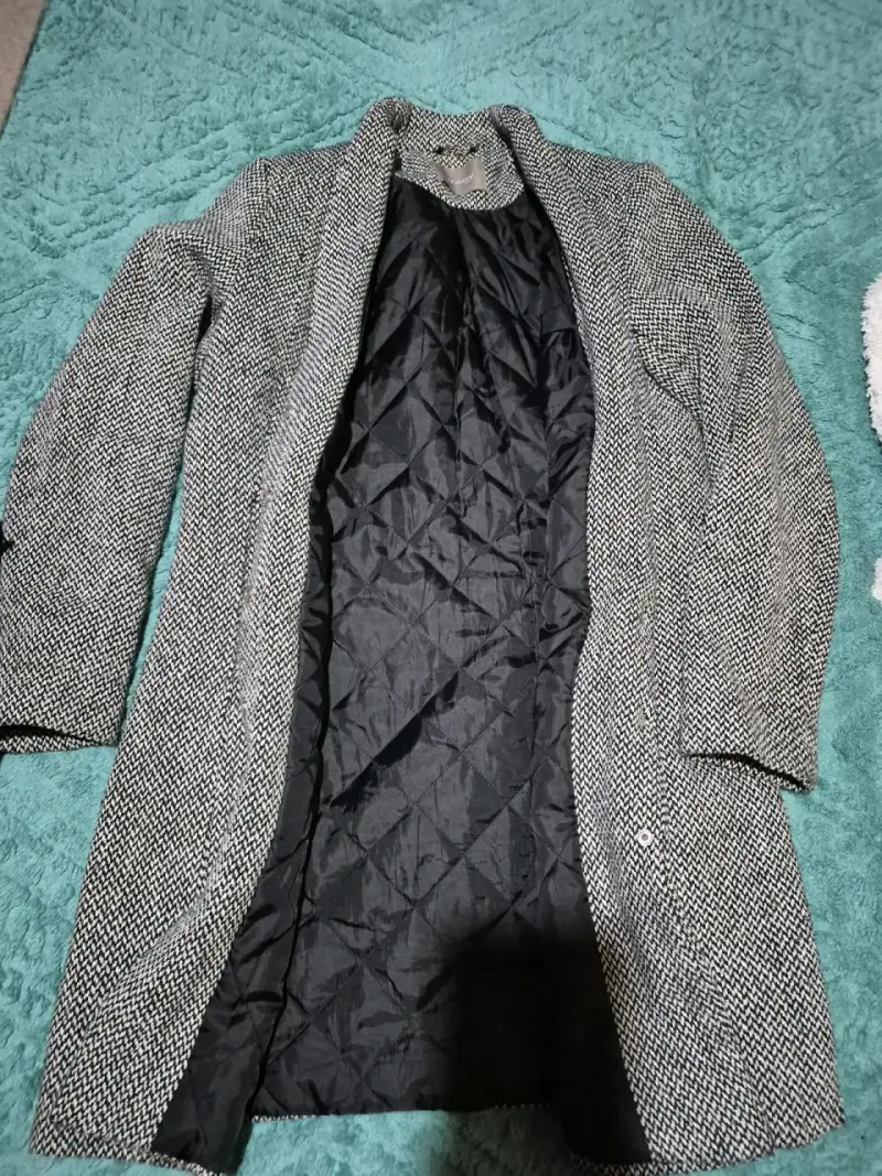 Abrigo de lana gris para mujer talla M - 2