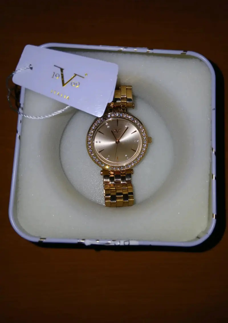 Reloj dorado con cristales V1969 Italia
