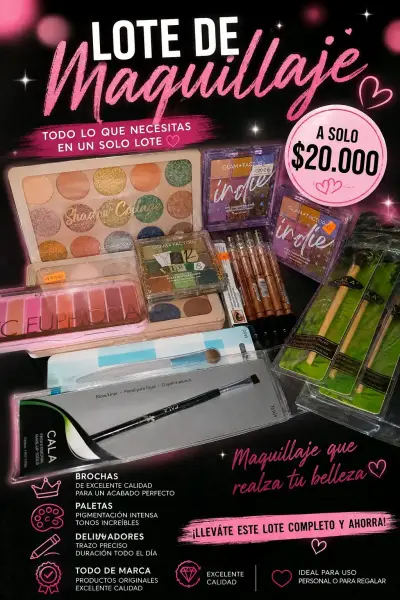 Lote de maquillaje con paletas y brochas - miniatura 1