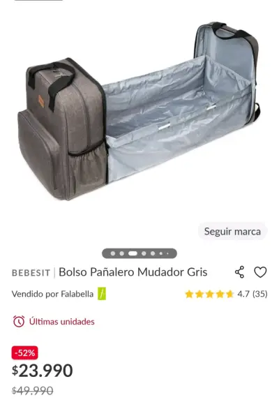 Bolso pañalero mudador gris Bebesit - miniatura 1