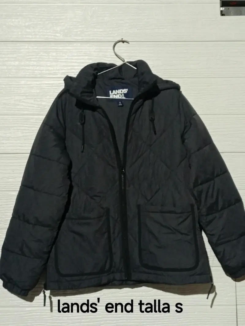 Chaqueta acolchada negra Lands' End talla S