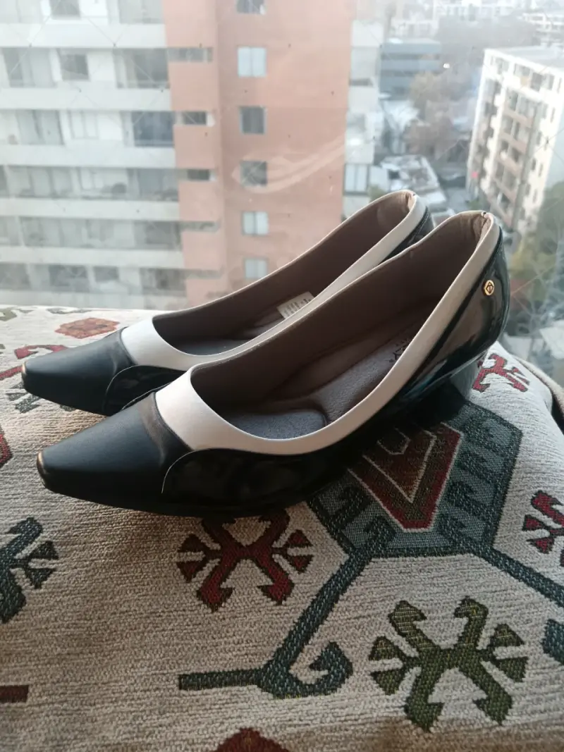 Zapatos de tacón bajo bicolor elegantes