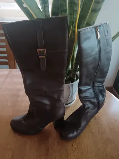 Botas de cuero marrón con tacón alto Gacel - miniatura 2