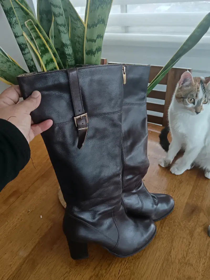 Botas de cuero marrón con tacón alto Gacel - 3