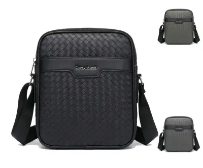 Bolso bandolera de cuero sintético negro - miniatura 1