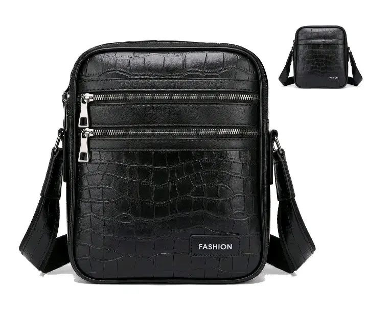 Bolso bandolera de cuero sintético negro - 2