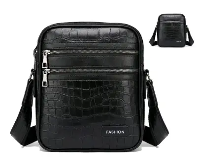Bolso bandolera de cuero sintético negro - miniatura 2