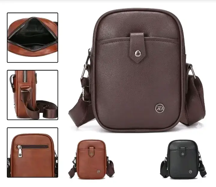 Bolso bandolera de cuero sintético negro - 3
