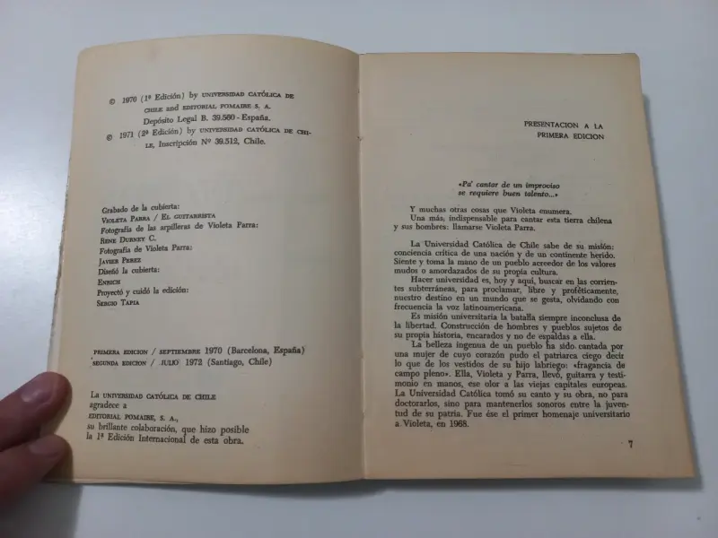 Libro Décimas de Violeta Parra 2da edición 1972 - 3