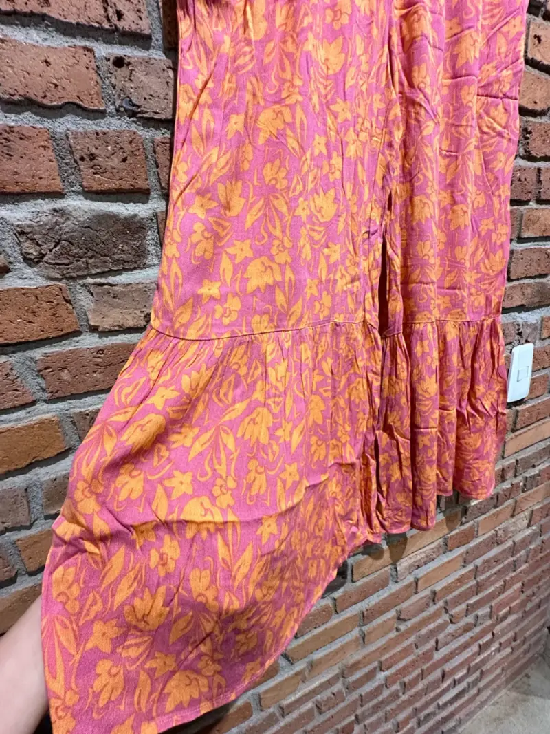 Pantalón  palazzo  floral rosa y naranja - 2