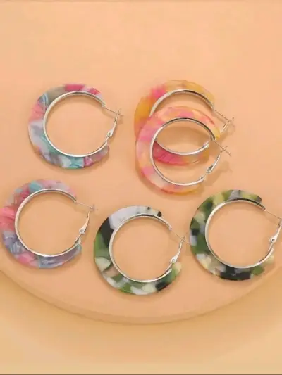 Set de Aros de resina Multicolor - miniatura 2