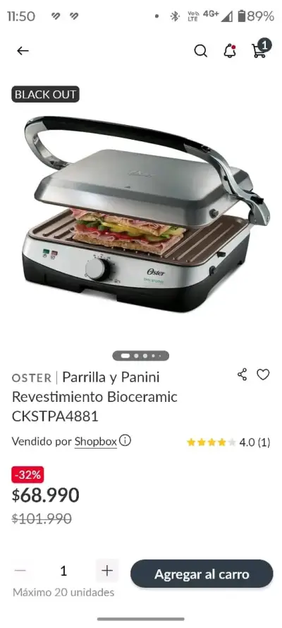 Parrilla eléctrica Oster Bioceramic CKSTPA4881 - miniatura 3