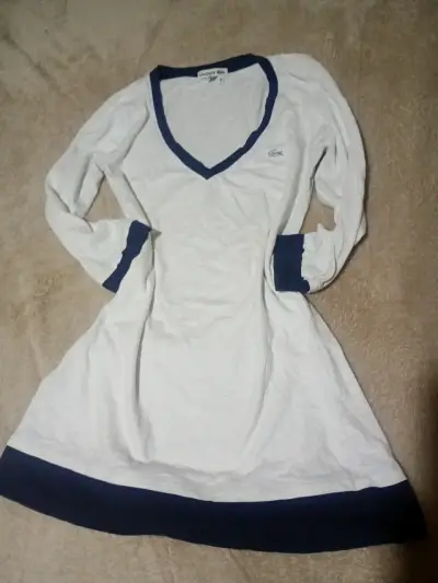 Vestido Lacoste blanco con detalles azul marino - miniatura 1