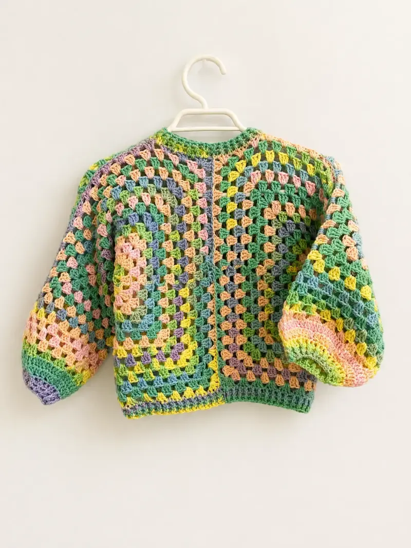Chaleco tejido a crochet multicolor para niños - 1