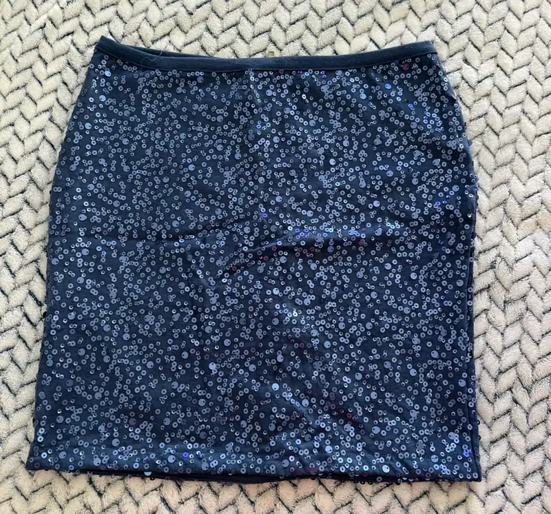 Falda corta con lentejuelas azul - 1