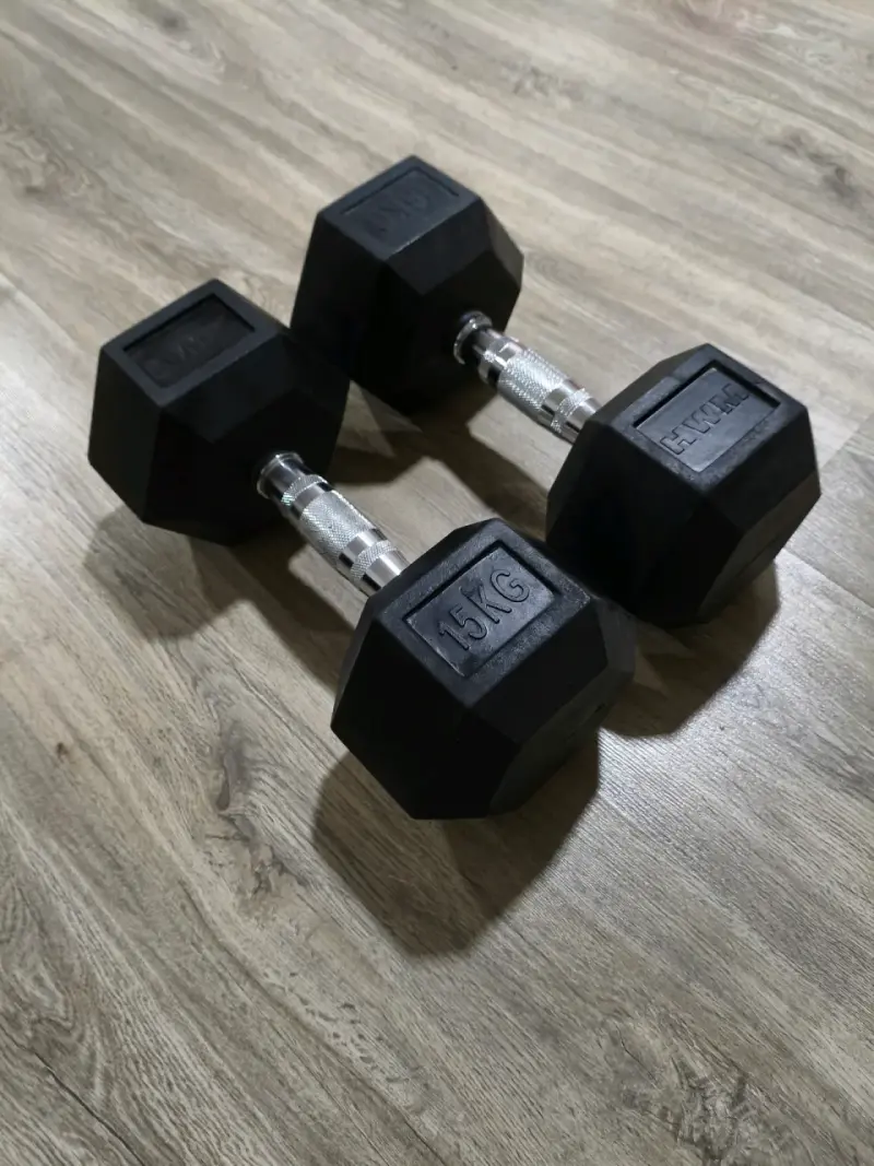 Mancuernas pesas de goma 15 kg HWM - 3