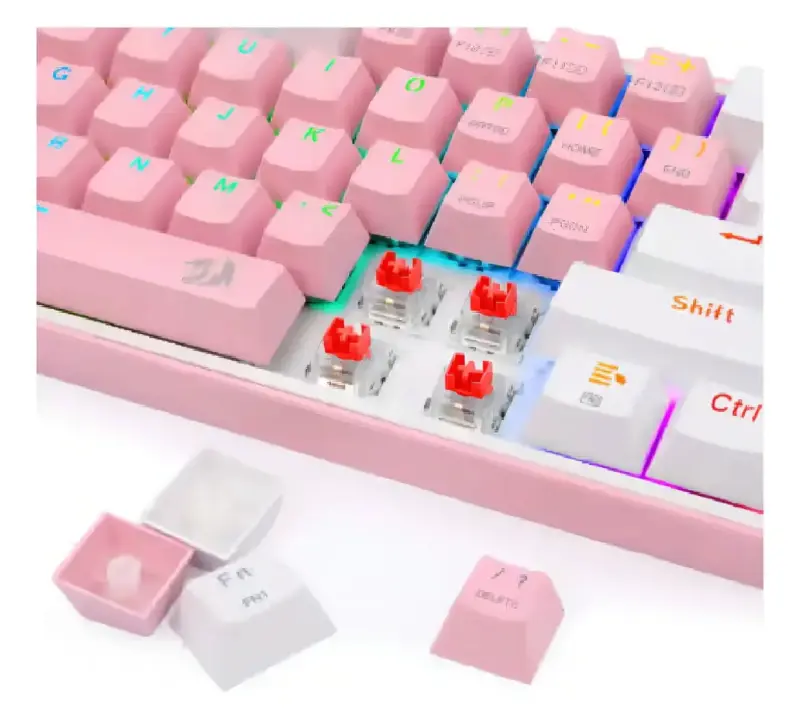 Teclado Gamer Redragon Fizz RGB Pink/White - Red S - 3