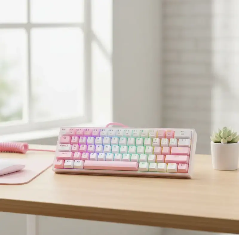 Teclado Gamer Redragon Fizz RGB Pink/White - Red S - 6
