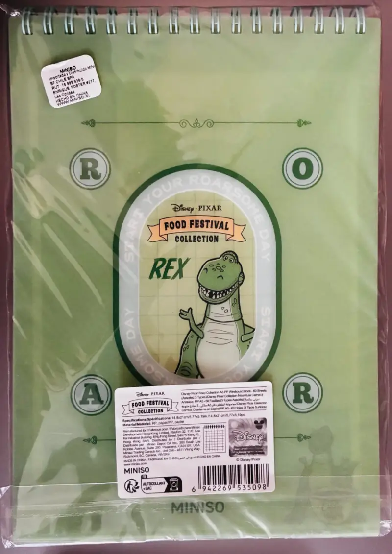 Cuaderno Miniso Disney Pixar Rex Verde - 2