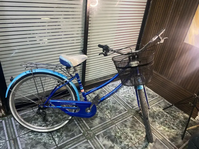 Bicicleta Oxford Cyclotour azul con canasto - 2