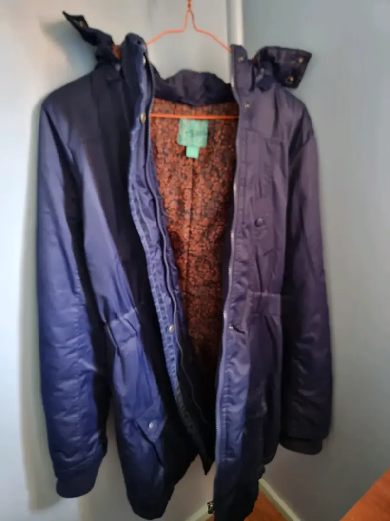 Parka azul con capucha para mujer - 1
