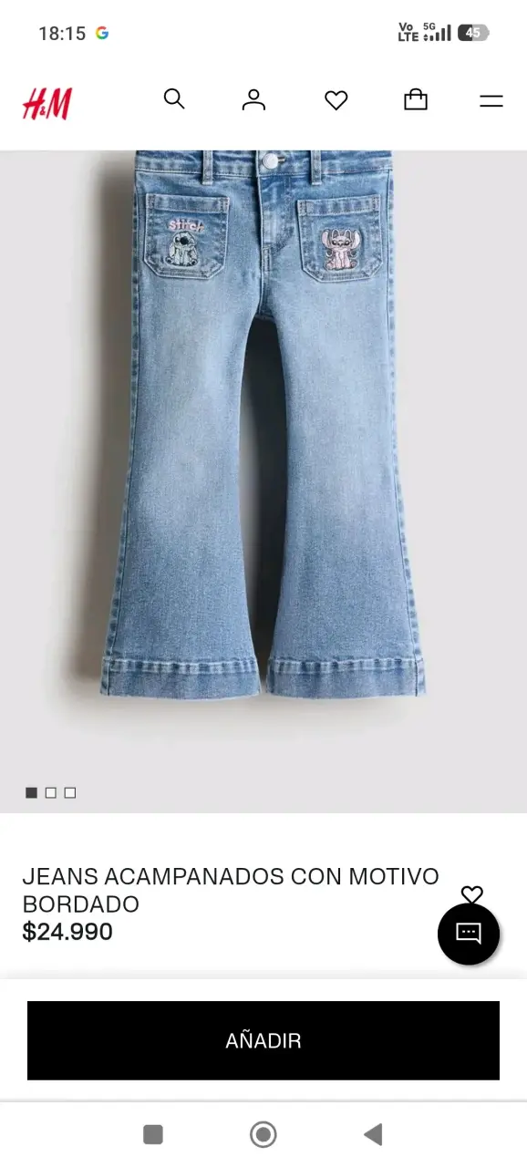 Jeans acampanados con bordado Stitch para niños