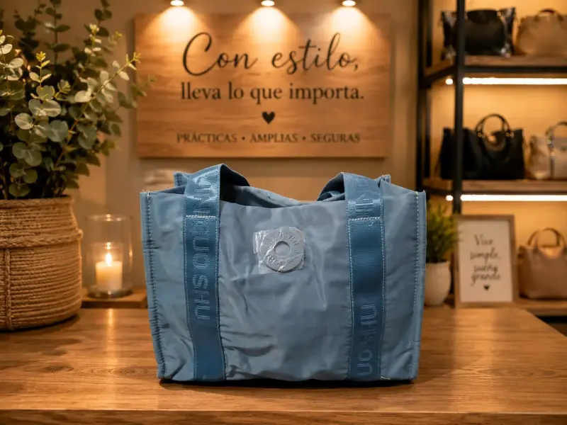 Bolso de mano azul y negro con diseño moderno - 1