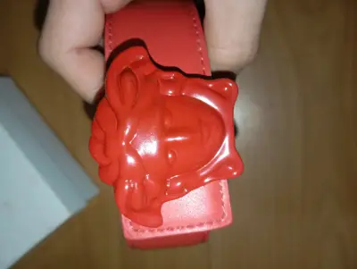 Cinturón rojo con hebilla Medusa Versace - miniatura 2