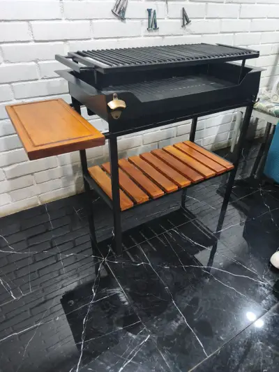 Parrilla de lujo  de acero con estantes de madera - miniatura 2