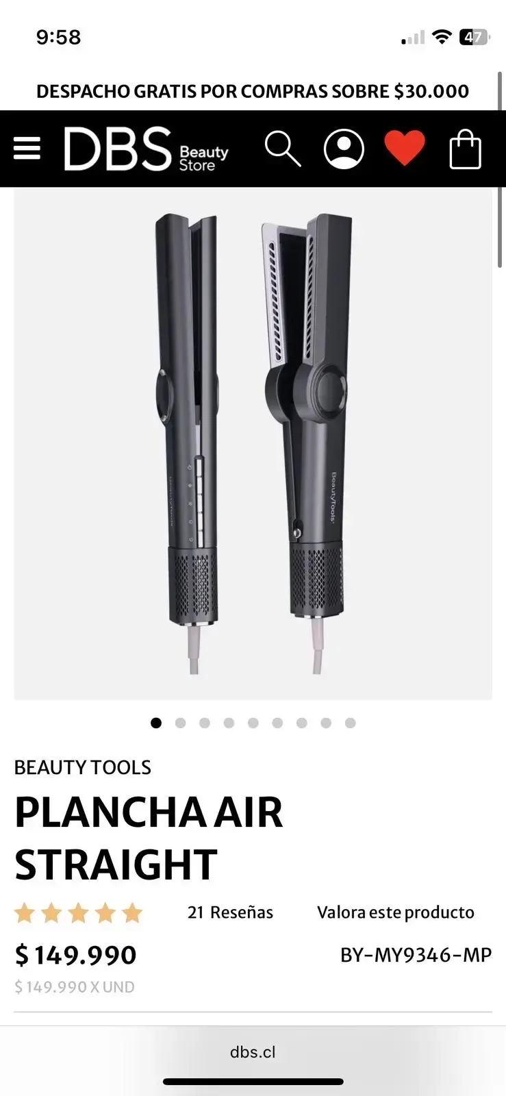 Plancha y Secador de Pelo BeautyTools AirStraight - 2