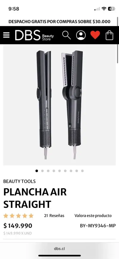 Plancha y Secador de Pelo BeautyTools AirStraight - miniatura 2