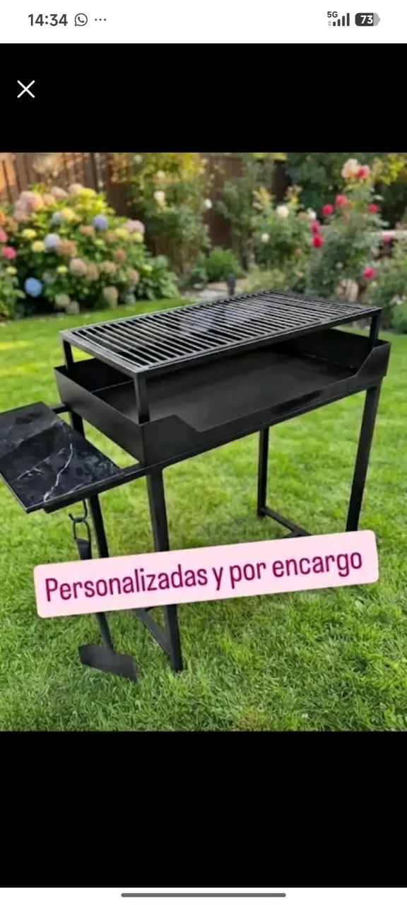 Parrillas de lujo en acero con estante de madera - 3