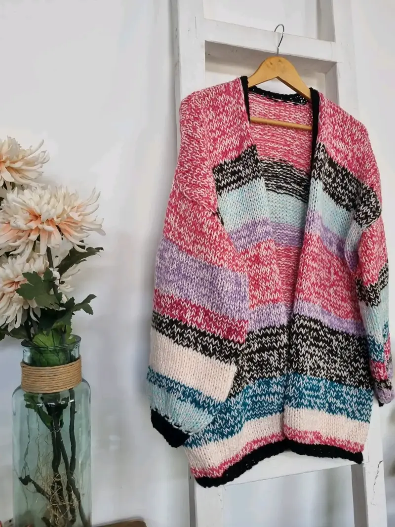 Chaleco de punto multicolor para mujer - 1