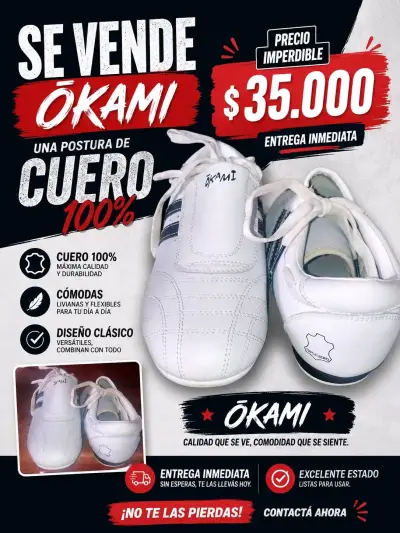 Zapatillas de cuero blancas Okami cómodas - miniatura 1