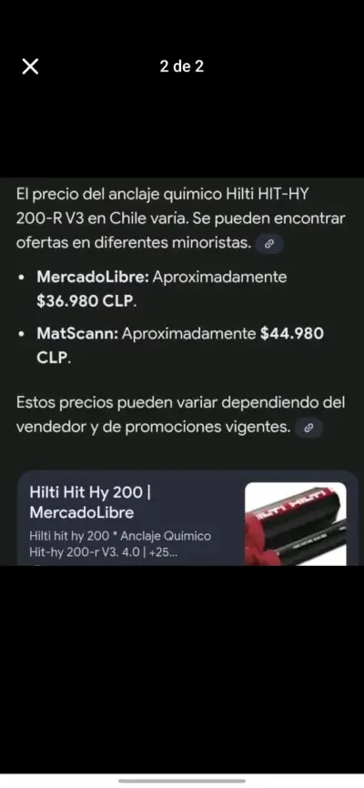 Anclaje químico Hilti 200 -R v 3 de 500 ml - miniatura 2